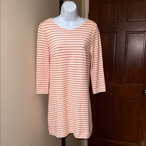 J Crew Striped Orange and White Long Sleeve Women's T-Shirt Dress Women’s Sz XS